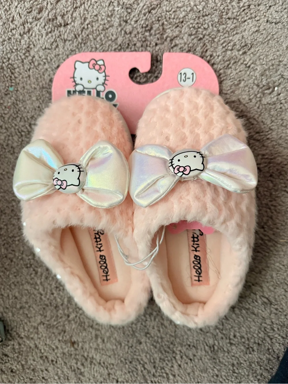 Hello Kitty Plush Pink Bow Slippers